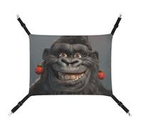 ADASGHBY Pet Hammock Reversible Cat Hanging Hammock Soft Smiling Gorilla Photo Sleeping Hammock for Puppy Dog Piggy Rabbit Hamster