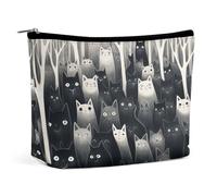 ADASGHBY Portable Small Cosmetic Bag Cute Travel Makeup Bag A Little Camel Waterproof Toiletry Bag for Women, Black Cats, One Size