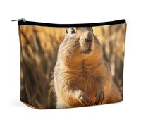 ADASGHBY Portable Small Cosmetic Bag Cute Travel Makeup Bag A Sleeping Rabbit Waterproof Toiletry Bag for Women, Hand Drawn Groundhog, One Size