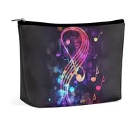 ADASGHBY Portable Small Cosmetic Bag Cute Travel Makeup Bag Airplane Waterproof Toiletry Bag for Women, Colorful Galaxy Music Note, One size