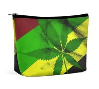 ADASGHBY Portable Small Cosmetic Bag Cute Travel Makeup Bag Atomic Stars Retro Pattern Waterproof Toiletry Bag for Women, Jamaica Flag Leaves, One Size