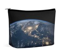 ADASGHBY Portable Small Cosmetic Bag Cute Travel Makeup Bag Beach Palm Tree Chairs Boats Waterproof Toiletry Bag for Women, Earth from The Outer Space, One Size