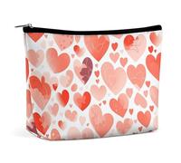 ADASGHBY Portable Small Cosmetic Bag Cute Travel Makeup Bag Beautiful Flame Pattern Waterproof Toiletry Bag for Women, Hand Drawn Heart, One Size