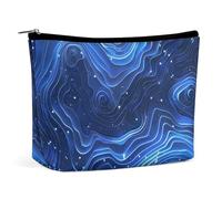 ADASGHBY Portable Small Cosmetic Bag Cute Travel Makeup Bag Beautiful Flame Pattern Waterproof Toiletry Bag for Women, Electric Blue Pattern, One Size