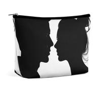 ADASGHBY Portable Small Cosmetic Bag Cute Travel Makeup Bag Beautiful Polka Dot Waterproof Toiletry Bag for Women, Couple Face Silhouette, One size