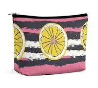 ADASGHBY Portable Small Cosmetic Bag Cute Travel Makeup Bag Black And White Cat Waterproof Toiletry Bag for Women, Yellow Lemon Slices, One Size