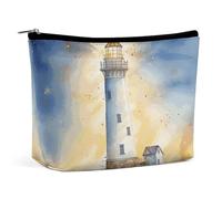 ADASGHBY Portable Small Cosmetic Bag Cute Travel Makeup Bag Blue Butterfly Small Waterproof Toiletry Bag for Women, Lighthouse Fantasy Light, One Size
