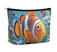 ADASGHBY Portable Small Cosmetic Bag Cute Travel Makeup Bag Cartoon Clown Fish Waterproof Toiletry Bag for Women, Cartoon Clown Fish, One Size