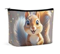 ADASGHBY Portable Small Cosmetic Bag Cute Travel Makeup Bag Cartoon Clown Fish Waterproof Toiletry Bag for Women, Squirrel, One size
