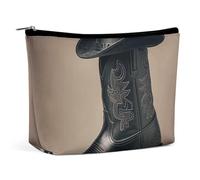 ADASGHBY Portable Small Cosmetic Bag Cute Travel Makeup Bag Cowboy Black Hat Western Boots Waterproof Toiletry Bag for Women, Cowboy Black Hat Western Boots, One Size
