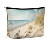 ADASGHBY Portable Small Cosmetic Bag Cute Travel Makeup Bag Cute Baby Jaguar Waterproof Toiletry Bag for Women, Beach Seaside, One Size