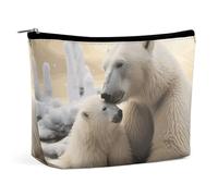 ADASGHBY Portable Small Cosmetic Bag Cute Travel Makeup Bag Delicious Sweet Ramen Waterproof Toiletry Bag for Women, Polar Bear love, One size
