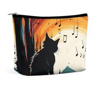 ADASGHBY Portable Small Cosmetic Bag Cute Travel Makeup Bag Fireflies And Lantern Waterproof Toiletry Bag for Women, Cat silhouette, One Size