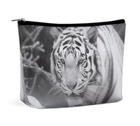 ADASGHBY Portable Small Cosmetic Bag Cute Travel Makeup Bag Mackinac Suspension Bridge Waterproof Toiletry Bag for Women, White tiger in the snow, One Size