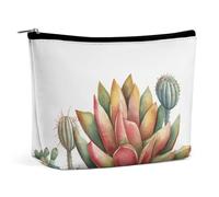 ADASGHBY Portable Small Cosmetic Bag Cute Travel Makeup Bag Mackinac Suspension Bridge Waterproof Toiletry Bag for Women, Watercolor Succulent Plant, One Size