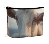 ADASGHBY Portable Small Cosmetic Bag Cute Travel Makeup Bag Mackinac Suspension Bridge Waterproof Toiletry Bag for Women, Docile Goat, One Size