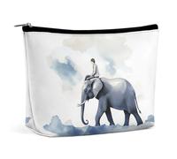 ADASGHBY Portable Small Cosmetic Bag Cute Travel Makeup Bag Man Riding An Elephant Waterproof Toiletry Bag for Women, Man Riding an Elephant, One Size