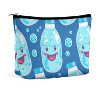 ADASGHBY Portable Small Cosmetic Bag Cute Travel Makeup Bag Man Riding An Elephant Waterproof Toiletry Bag for Women, Water Bottle Pattern, One size