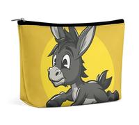 ADASGHBY Portable Small Cosmetic Bag Cute Travel Makeup Bag On A Park Bench Waterproof Toiletry Bag for Women, Cartoon Donkey Image, One Size