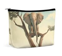 ADASGHBY Portable Small Cosmetic Bag Cute Travel Makeup Bag Tropical Fruit Pineapple Waterproof Toiletry Bag for Women, Little Elephant on Tree, One Size