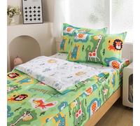ADASMILE A & S Kids Comforter Set Zipper Bedding Twin for Kids Jungle Animal Comforter with Elephant Sheets Cartoon Wild Animals Bed Sets for Boys Girls All in One Zipper Bedding All Season Home Decor