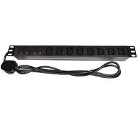 Adastra | 1U Rackmountable Power Distribution Unit 2 UK Mains Plug Sockets & 8 IEC Sockets | 1.8m Cable