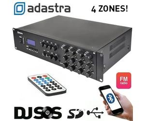 Adastra A8 Professional Stereo 1600W Quad Power Amplifier + Bluetooth Receiver
