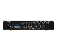 Adastra | A8300 Commercial Mixer-Amplifier | 2U Rack Mount Multiroom Audio System with USB, microSD, Bluetooth, FM Radio, Dual Microphone Inputs, Emergency Mute, Optical Digital Input