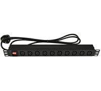 Adastra | Power Distribution Unit with 10 x IEC Power Outlets & On Off Switch | Slimline Rack Mountable 1U Design & 1.8 Metre Extension Cable