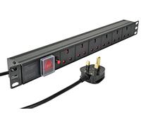 Adastra | Power Distribution Unit with 6 x UK Mains Sockets & Resettable Fuse | Slimline 1U Design & 1.8 Metre Extension Cable