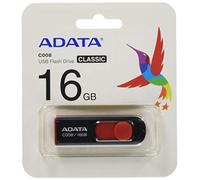 ADATA C008 16GB USB 2.0 Retractable Capless Flash Drive, Black/ Red (AC008-16G-RKD)