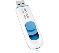 ADATA C008 16GB USB 2.0 Retractable Capless Flash Drive, White/ Blue (AC008-16G-RWE)