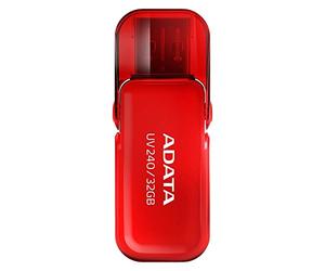 ADATA UV240 32GB 2.0 USB Type A Connector Red USB Flash Drive - USB Flash Drive (32 GB, 2.0, USB Type A Connector, Cap, 7 g, Red)