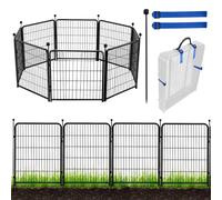 ADAVIN 48 in(H) Garden Fence Panels, 8 Panels Total 17.7 Ft(L), Heavy Duty Iron Metal Animal Barrier Fence, Fencing for Flowers Beds, Camping Fence, No Dig Garden Border Fencing for Yard(No Gate)