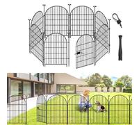 ADAVIN Garden Fence Animal Barrier with Gate 40 in(H)×18 Ft(L) 8 Panels,Rustproof Metal Wire Tall Fencing Border for Dogs Rabbits,Outdoor no dig pet Fences,Black Flower Edging for Yard,Arched.