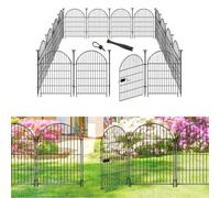ADAVIN Garden Fence Animal Barrier with Gate 40 in(H)×26.2 Ft(L) 12 Panels,Rustproof Metal Wire Tall Fencing Border for Dogs Rabbits,Outdoor no dig pet Fences,Black Flower Edging for Yard,Arched