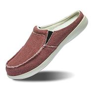 ADAX Men's Plantar Fasciitis & Pain Relief Orthotic Slippers with Arch Support (Size:US 7-US 14), Red, 10.5