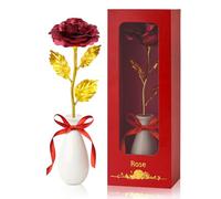 ADAZ 24k Golden Rose Birthday Gifts for Mother Women Her Girlfriend Wife, Forever Rose Flower Gifts for Mothers Day Christmas Women's Day Valentines Day Anniversary (Red)