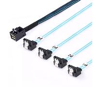 ADCAUDX 2Pack Mini-SAS to SATA-Cable: 0.5M SFF-8643 to SATA 90 Degree Right Angle Breakout Cable Mini SAS HD SFF8643 Controller to Hard Drive (1.6FT)