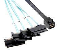 ADCAUDX Mini SAS to SAS Cable: 1M SFF-8643 to SAS SFF-8643 to SFF-8482 Connector 4X SFF-8482 with SATA Power Adapter Cable (3.3FT)