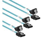 ADCAUDX Right-Angle SATA-III Cable:24 Inches,3-Pack Thin SATA 90-Degree Angled to Straight 2Ft 6Gbps Data Cable for SDD,HDD,Computer Blue (0.6M)