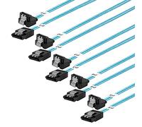 ADCAUDX SATA-III Cable: 0.5M, 5 Pack Thin 90-Degree SATA Right-Angle Straight to Angled 6 Gbps Data Cable for Hard Drive, Computer, SDD, HDD, Blue (1.6FT)