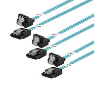 ADCAUDX SATA-III Cable:12 Inch,3 Pack Thin SATA Right-Angle Cable 90-Degree | 6-Gbps Data Slim Short Flexible Angled to Straight with Locking Latch for SDD,HDD,Computer,Blue (0.3M)