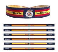 ADCSHOP - Pack of 6 bracelets of Spanish National Police. Made of fabric and knitted thread. They measure 30 x 1.5 cm. knottable and adjustable. Unisex