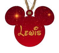 Add a Dash of Magic to Your Christmas Tree with Personalised Black Glitter Effect Mouse Christmas Baubles - Mouse Holiday Decorations, Custom Name (Red, Mdf Wood Boy Mouse)