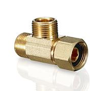 Add-A-Tee, Lead-Free Angle Stop Valve 3/8" Compression Inlet x 3/8" Outlet, Brass Extender Tee Connector with Built-in Sealing Gasket for Faucet, Glass Rinser, Dishwasher, Toilet Tank