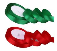 Add a Vibrant Flourish to Your Presents with Our Red and Green Satin Ribbons, Providing 44 Meters of Combined Length to Elevate Your Christmas Wrapping Game