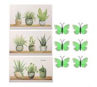 Add Charm to Your Space with 6PCS Luminous Green Plant Wall Stickers and Butterflies