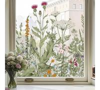 ADD.HERES Stained Glass Window Film Window Sticker Summer Window Clings UV Blocking Static Cling for Home Kitchen Office Bathroom,Wildflower Dreams 44x200cm