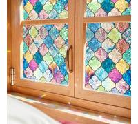 ADD.HERES Window Privacy Film, Stained Glass Decorative Static Cling, Removable Laser Sun Blocking Vinyl Covering, Window Film for Home Kitchen Living Room, Painted Four-Leaf Clover, 17.5" x 78.7"